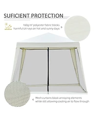 Outsunny Outdoor Sun Shade Gazebo Canopy Tent with Mesh Screen Walls