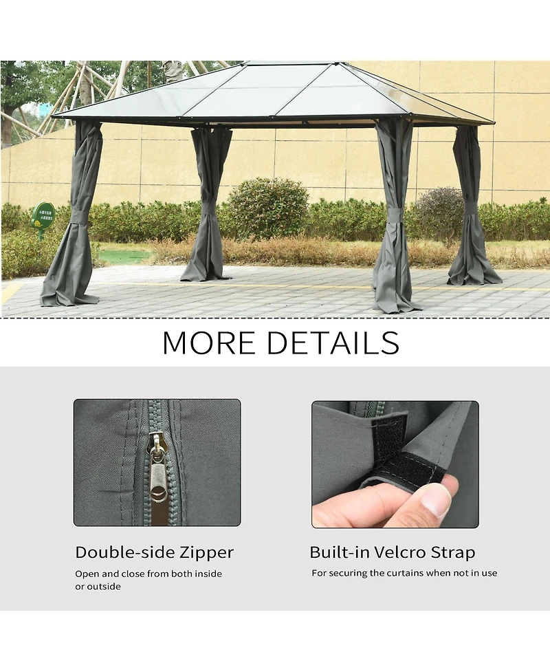 Outsunny 9.84' x 11.8' Gazebo Sidewall Set with Hooks/C-Rings,