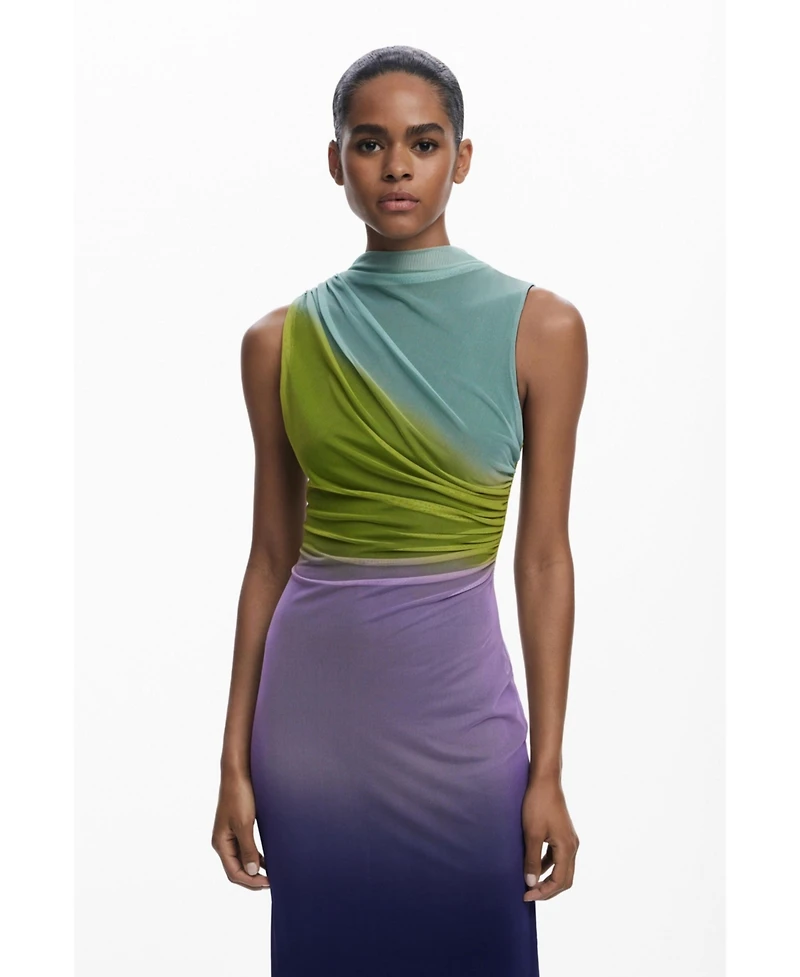 Desigual Women's Gradient tulle midi dress