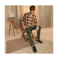 Campus Sutra Men's Chocolate Brown Chalk-Buffalo Check Shirt