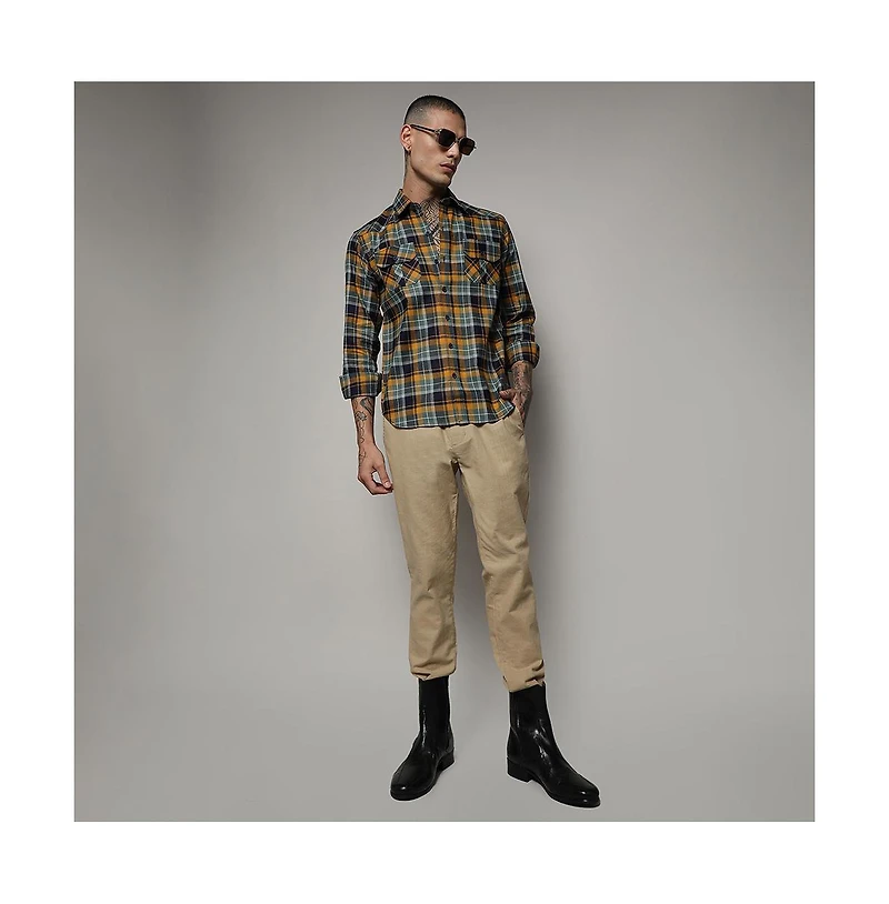 Campus Sutra Men's Checks Cyan Shirt