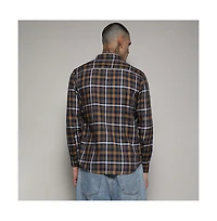 Campus Sutra Men's Cobalt Blue & Mustard Yellow Tartan Plaid Shirt