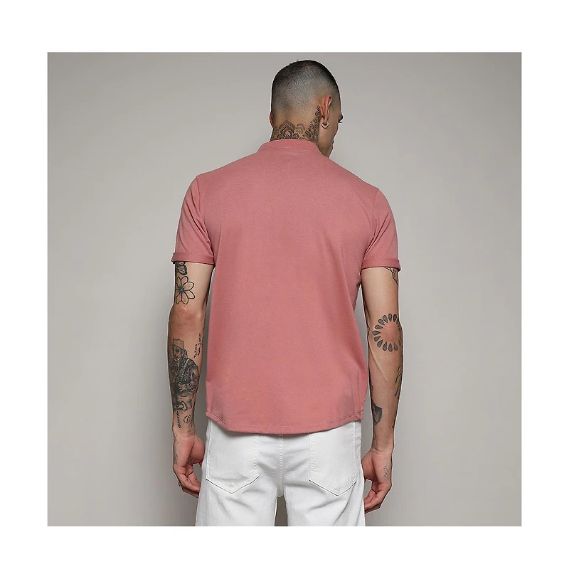 Campus Sutra Men's Salmon Pink Basic Shirt