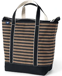 Lands' End Large Print 5 Pocket Zip Top Canvas Tote Bag