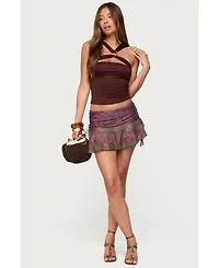 Edikted Womens Mixed Up Mesh Drawstring Mini Skirt