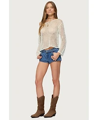 Edikted Womens Grommet & Stud Denim Micro Shorts