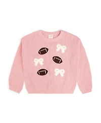 Sweet Wink Toddler Girls Football Bows Patch Knit Sweater