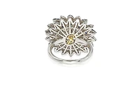 Suzy Levian Sterling Silver Sapphire & Created White Flower Ring