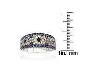 Suzy Levian Sterling Silver 2.28CT Sapphire & Created White Abstract Ring