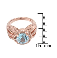 Suzy Levian New York Sterling Silver Round Cut Center Topaz Cocktail Ring