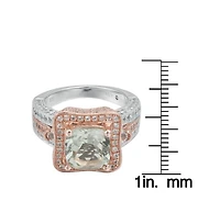 Suzy Levian New York Suzy Levian Two Tone Sterling Silver Cushion Cut Center Topaz Cocktail Paris Ring