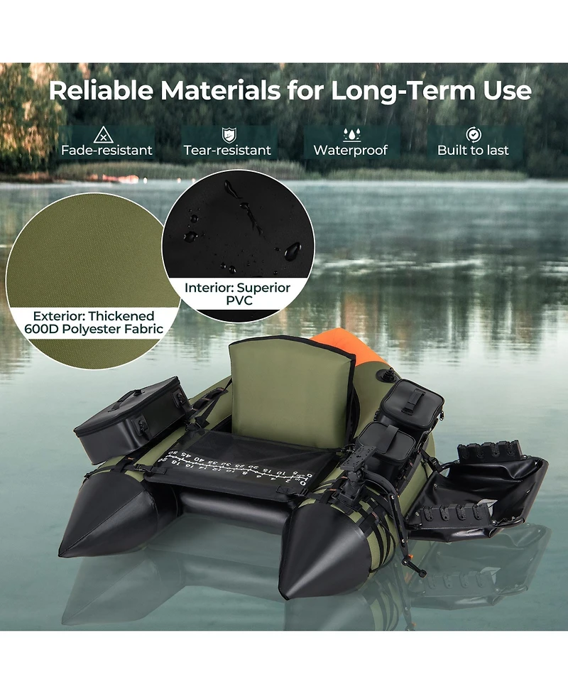 Portable Fishing Boat with 3 Detachable Storage Boxes - Green