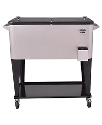 80 Quart Stainless Steel Patio Rolling Ice and Beverage Cooler