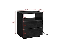 Casainc Nightstand with Charging Station & Outlet Hole 2 Solid Wood Drawers