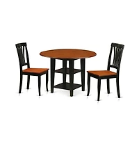 East West Furniture Dining Room Set Black & Cherry