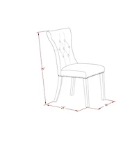 East West Furniture 7-Piece Dining Room Set- 6 Parson Chairs with Linen Fabric Seat and Button Tufted Chair Back