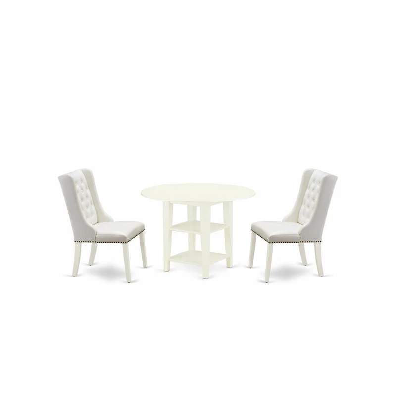 East West Furniture 3-Piece Kitchen Table Set Includes 1 Dining Table with Two Shelves