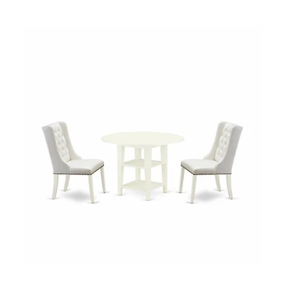 East West Furniture 3-Piece Kitchen Table Set Includes 1 Dining Table with Two Shelves