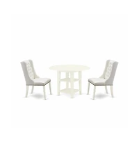 East West Furniture 3-Piece Kitchen Table Set Includes 1 Dining Table with Two Shelves