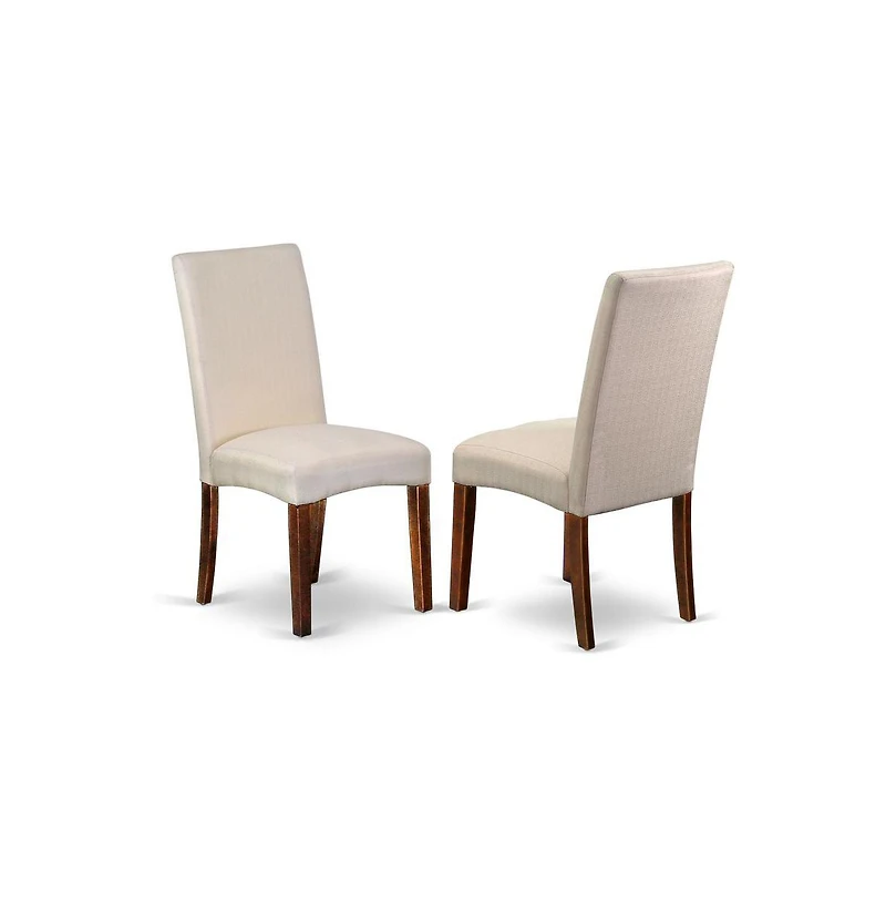 East West Furniture 5 Piece Dining Set Consists of 1 Drop Leaves Dining Table and 4 Cream Linen Fabric Dinning Chairs with High Back