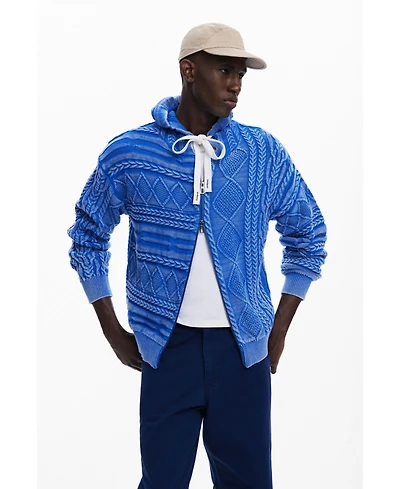 Desigual Men's Zipper sweater with braided design