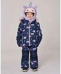 Deux par Deux Girl Polar Fleece Balaclava for Ski Helmet Purple Unicorn - Toddler|Child