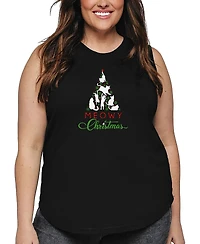 La Pop Art Plus Meowy Christmas Tree Word Tank Top