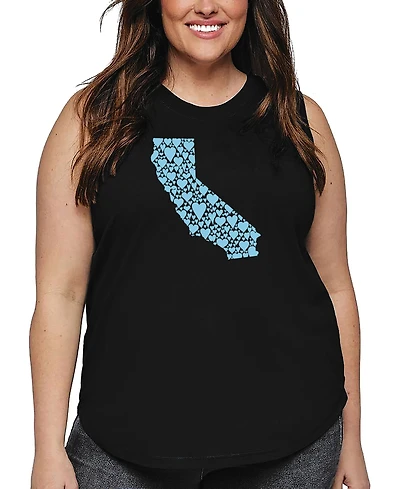 La Pop Art Plus California Hearts Word Tank Top