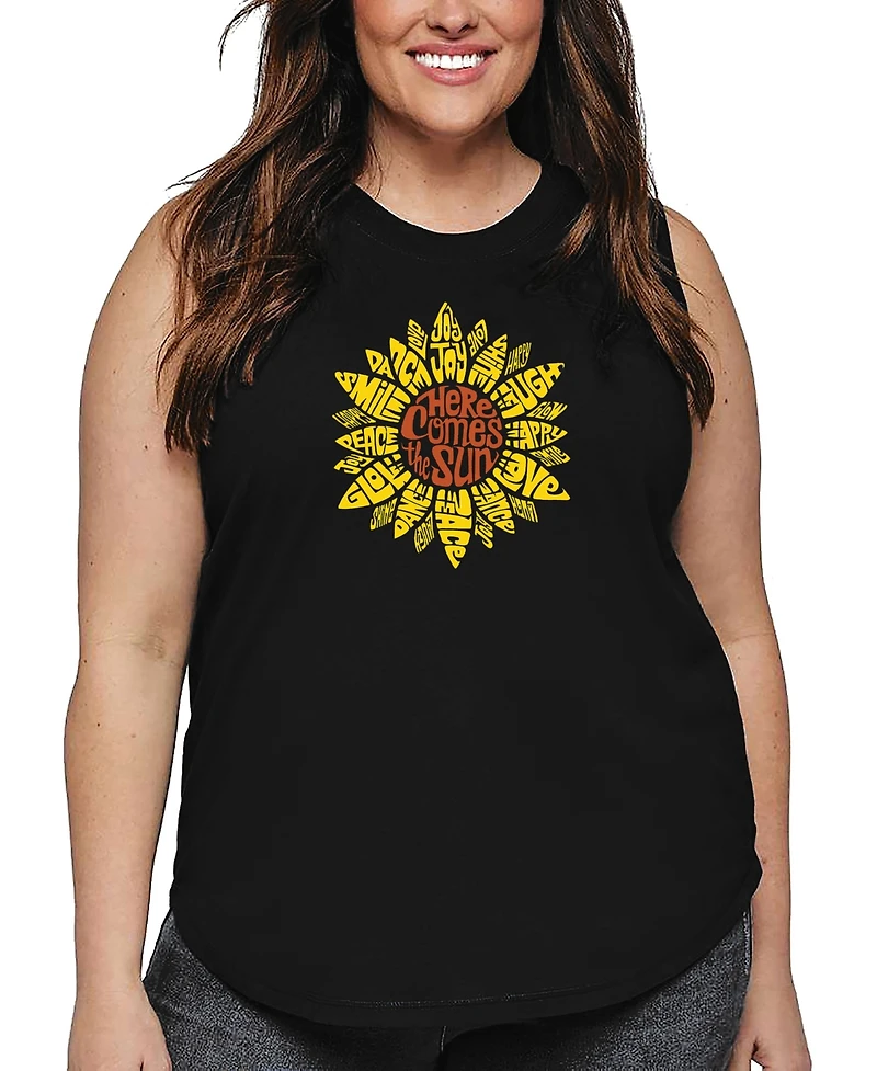 La Pop Art Plus Sunflower Word Tank Top