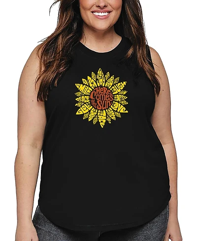 La Pop Art Plus Sunflower Word Tank Top