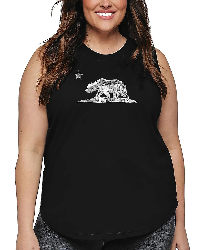 La Pop Art Plus California Bear Word Tank Top
