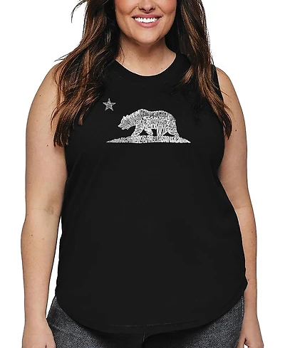 La Pop Art Plus California Bear Word Tank Top