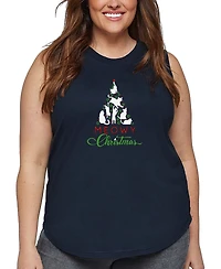La Pop Art Plus Meowy Christmas Tree Word Tank Top