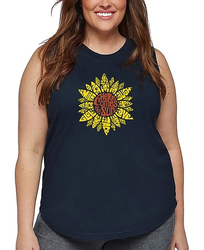 La Pop Art Plus Sunflower Word Tank Top