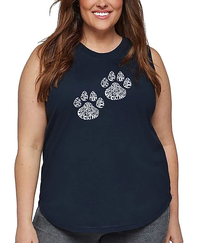 La Pop Art Plus Cat Mom Word Tank Top