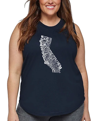 La Pop Art Plus California State Word Tank Top