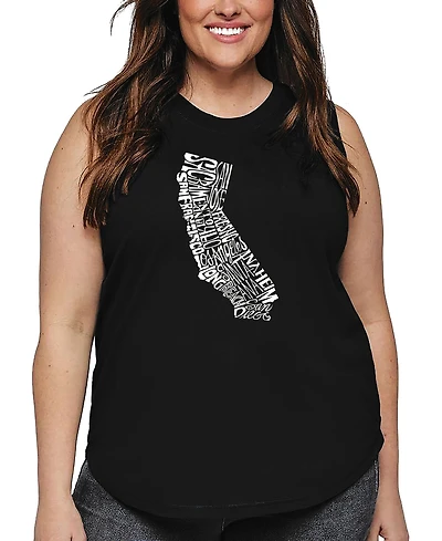 La Pop Art Plus California State Word Tank Top