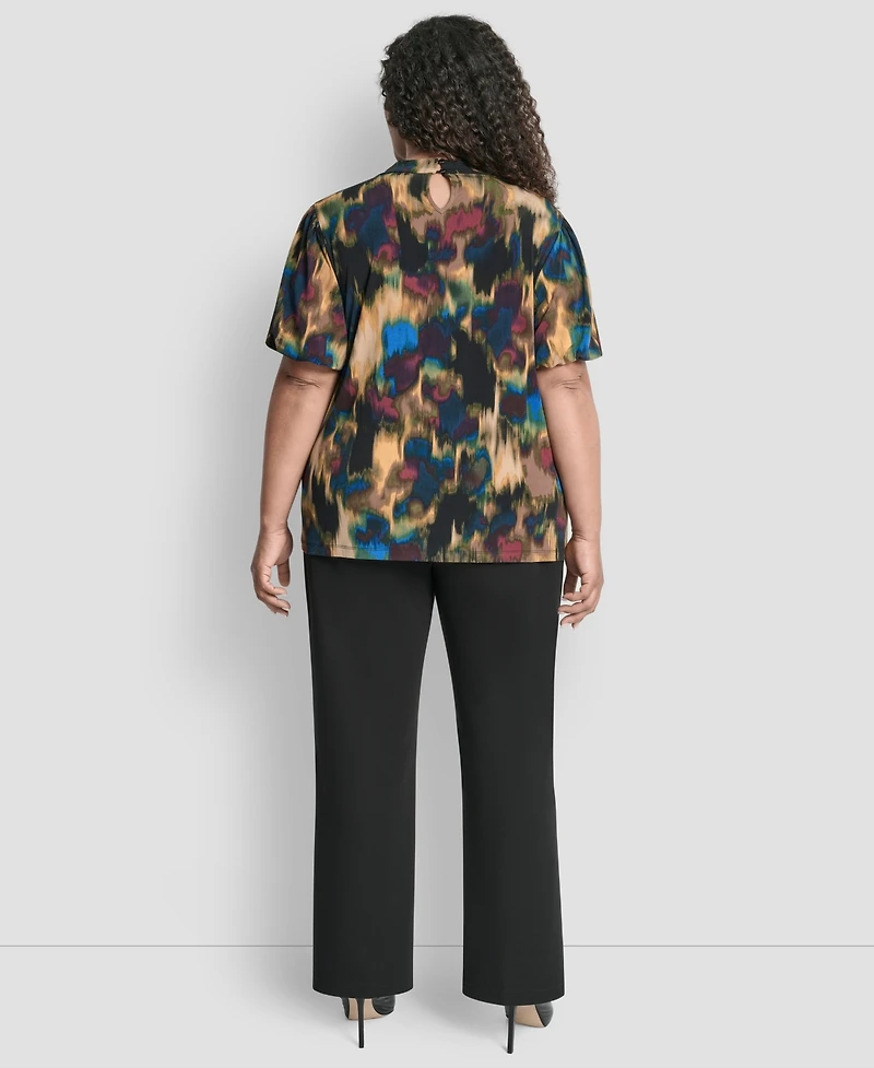 Dkny Plus Loop Neck Balloon Sleeve Top