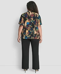 Dkny Plus Loop Neck Balloon Sleeve Top