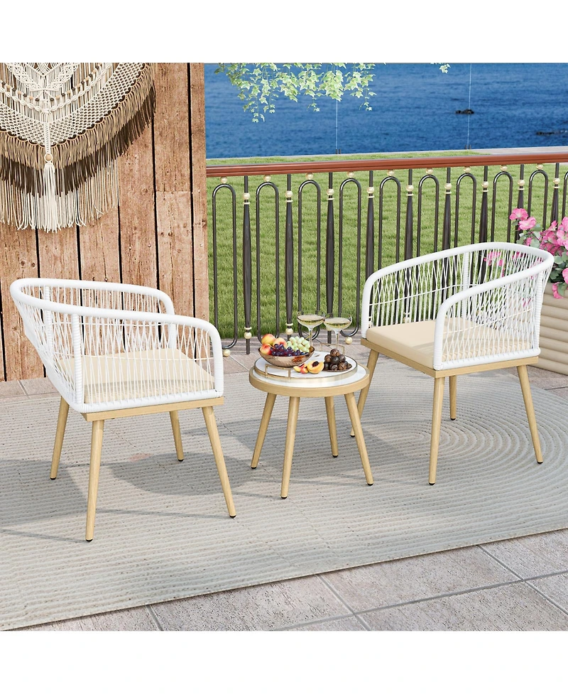 Slickblue 3-Piece Patio Bistro Conversation Set with 2 Chairs and Table for Backyard or Deck