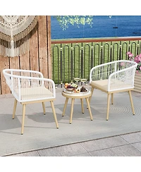Slickblue 3-Piece Patio Bistro Conversation Set with 2 Chairs and Table for Backyard or Deck