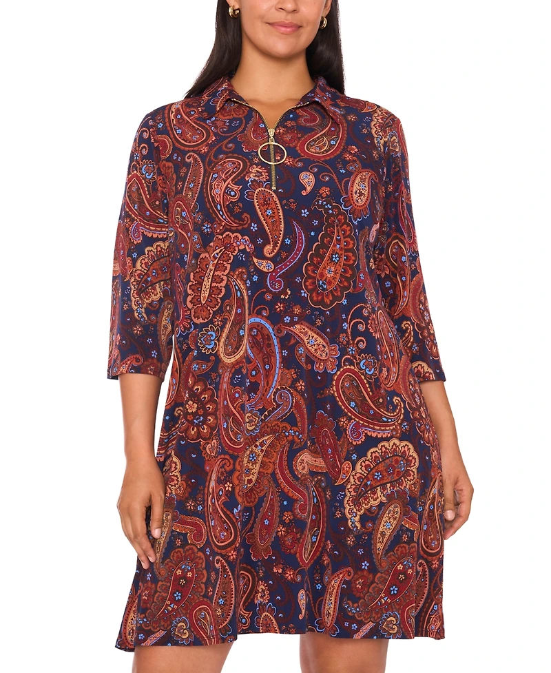 Msk Plus Printed Jersey 3/4-Sleeve Dress