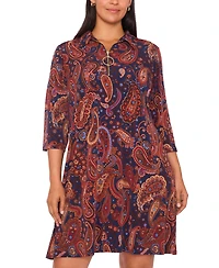 Msk Plus Printed Jersey 3/4-Sleeve Dress