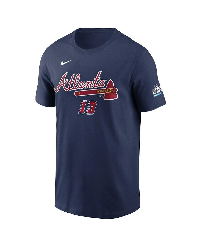 Nike Men's Ronald Acuna Jr. Navy Atlanta Braves 2025 Mlb Speedway Classic Name Number T-Shirt