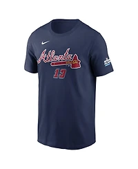 Nike Men's Ronald Acuna Jr. Navy Atlanta Braves 2025 Mlb Speedway Classic Name Number T-Shirt
