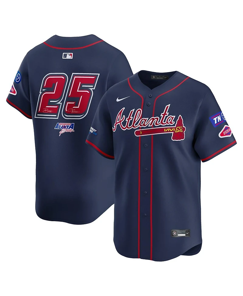 Nike Men's 25 Navy Atlanta Braves 2025 Mlb Speedway Classic Alternate Limited Jersey
