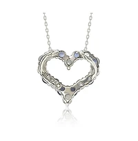 Suzy Levian New York Sterling Silver Sapphire & Created White Alternating Heart Eternity Pendant Necklace