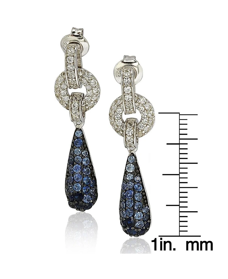 Suzy Levian Sterling Silver White Topaz Tear Drop Dangle Earrings