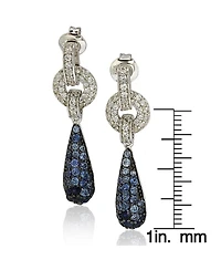 Suzy Levian Sterling Silver White Topaz Tear Drop Dangle Earrings