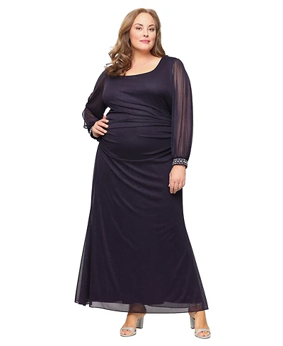 Sl Fashions Plus Long Glitter Mesh Dress